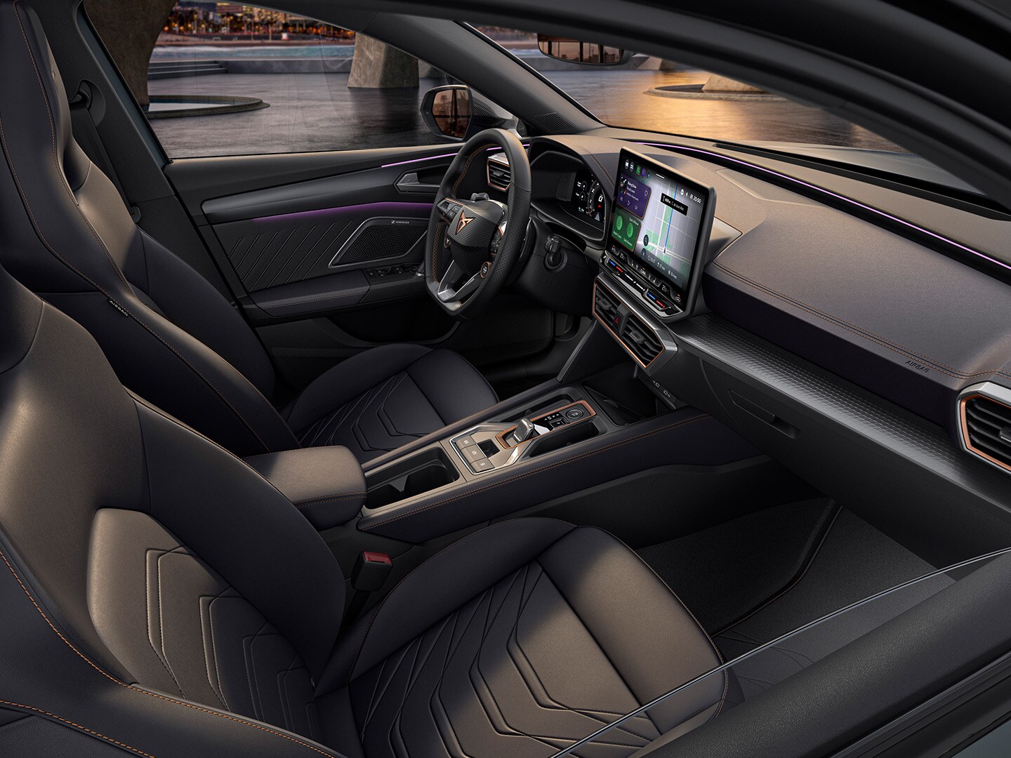 Interior of the CUPRA Leon 5D highlighting the new bucket seats from the Progressive pack.